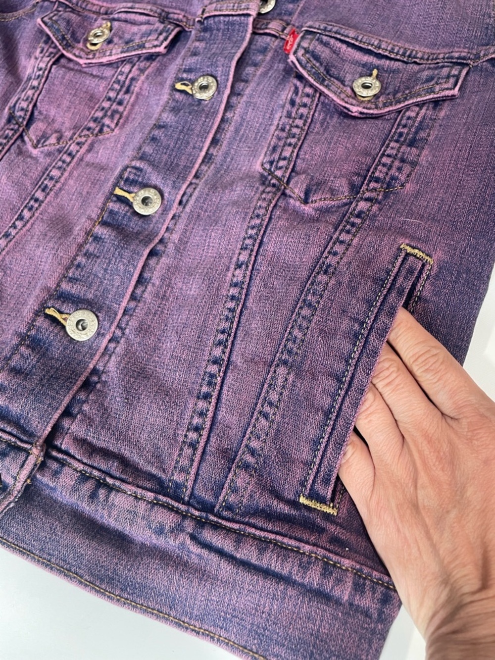 Vintage Look LEVI'S Purple Jean Jacket - Y2K Aesthetic - Feb 2010 - Size S - Picture 14 of 16